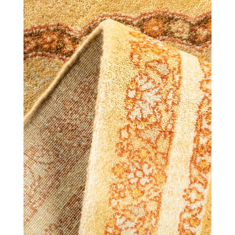 Overton Handknotted Wool Traditional Oriental Yellow Area Rug - 4' x 6'