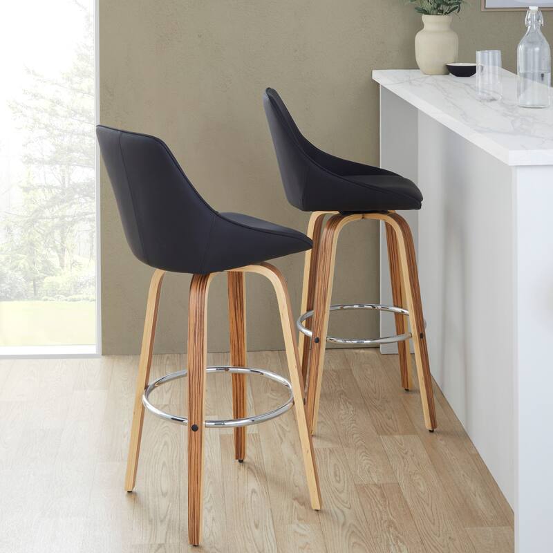 Carson Carrington Alba 30" Fixed-Height Bar Stool with Bent Wood Legs & Round Footrest (Set of 2)