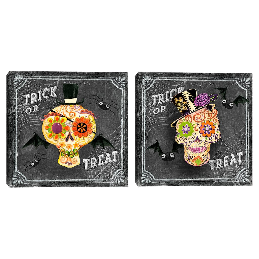 Chalkboard Skull 1 & 2 by Geoff Allen Canvas Art Prints