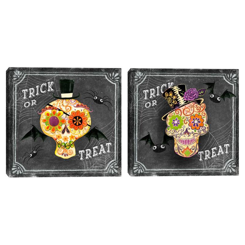 Chalkboard Skull 1 & 2 by Geoff Allen Canvas Art Prints