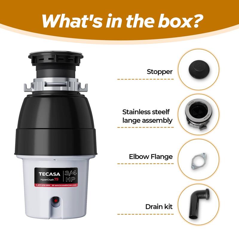 3/4 HP Garbage Disposals,2700 RPM,37 oz,115V,With Power Cord - 3/4 HP
