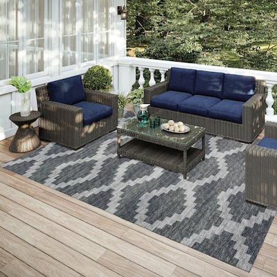 Indoor/ Outdoor Addison Yuma Southwest Chevron Washable Area Rug