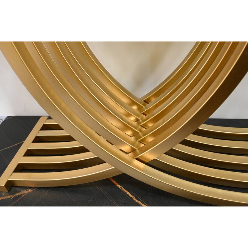 43.31" Luxurious Console Table with Gold Intertwined Metal Legs for Entryway Decor