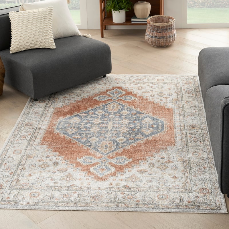 Nourison Astra Machine Washable Distressed Area Rug