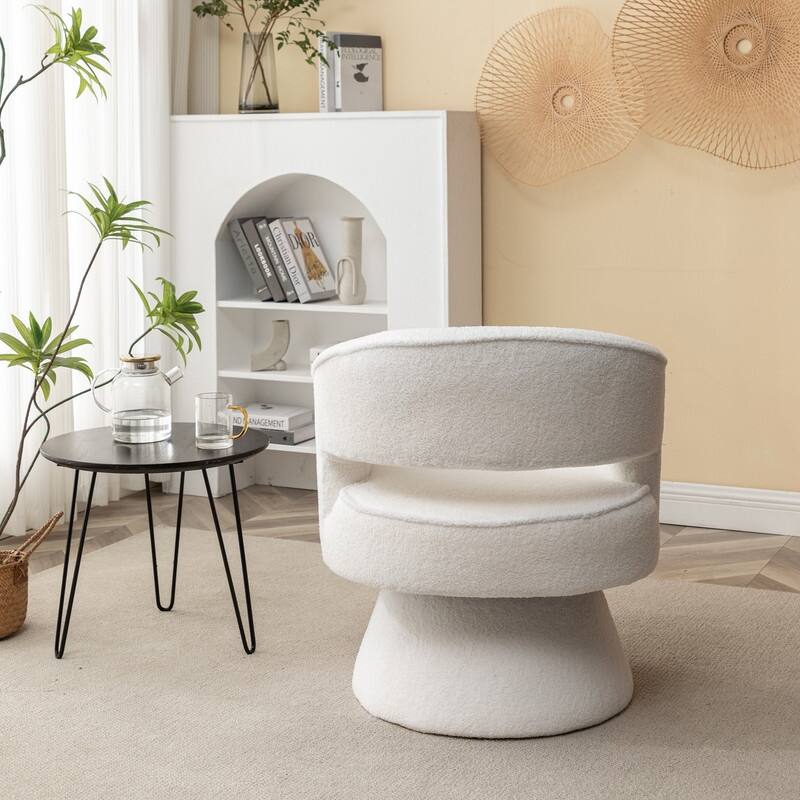 SEYNAR Modern Glam Open Back Velvet Upholstered Round Swivel Accent Arm Barrel Chair for Living Room
