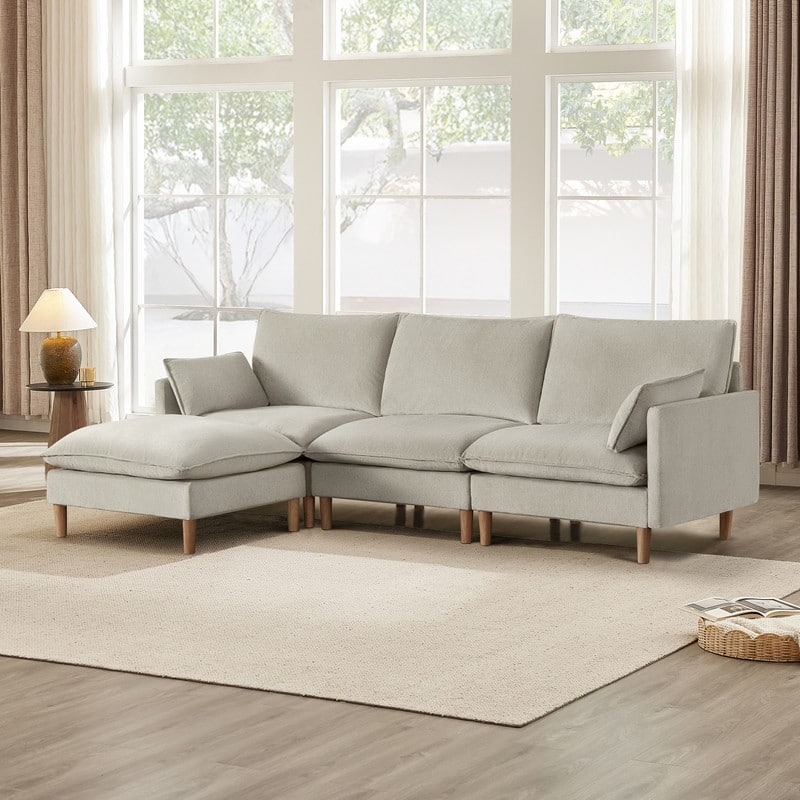 Spruce & Spring Oversized Couch Modular Sectional Sofa for Living Room - Gray-4PC