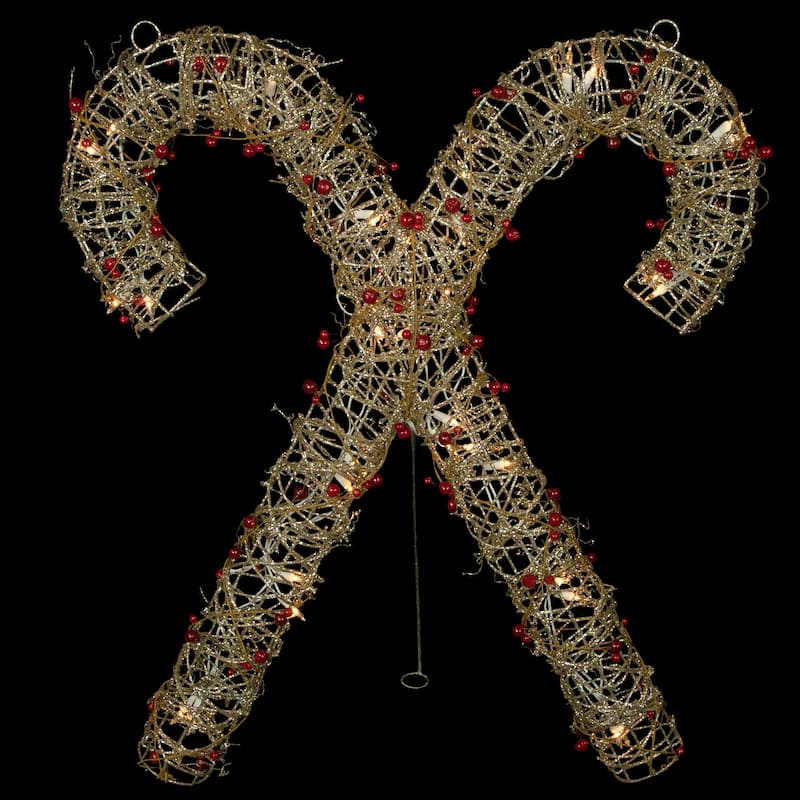 25 Champagne Gold Glittered Rattan Double Cy Cane or Window Decor