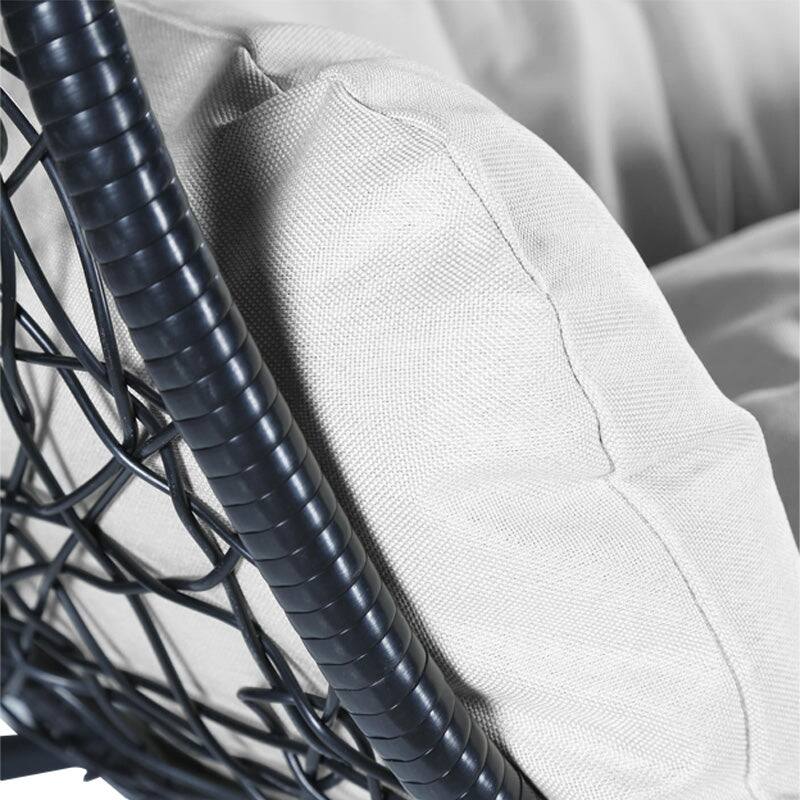 2-Person Outdoor Hanging Egg Chair with Teardrop Frame, Weather-Resistant Cotton Cushioned Seat for Patio and Indoor Use