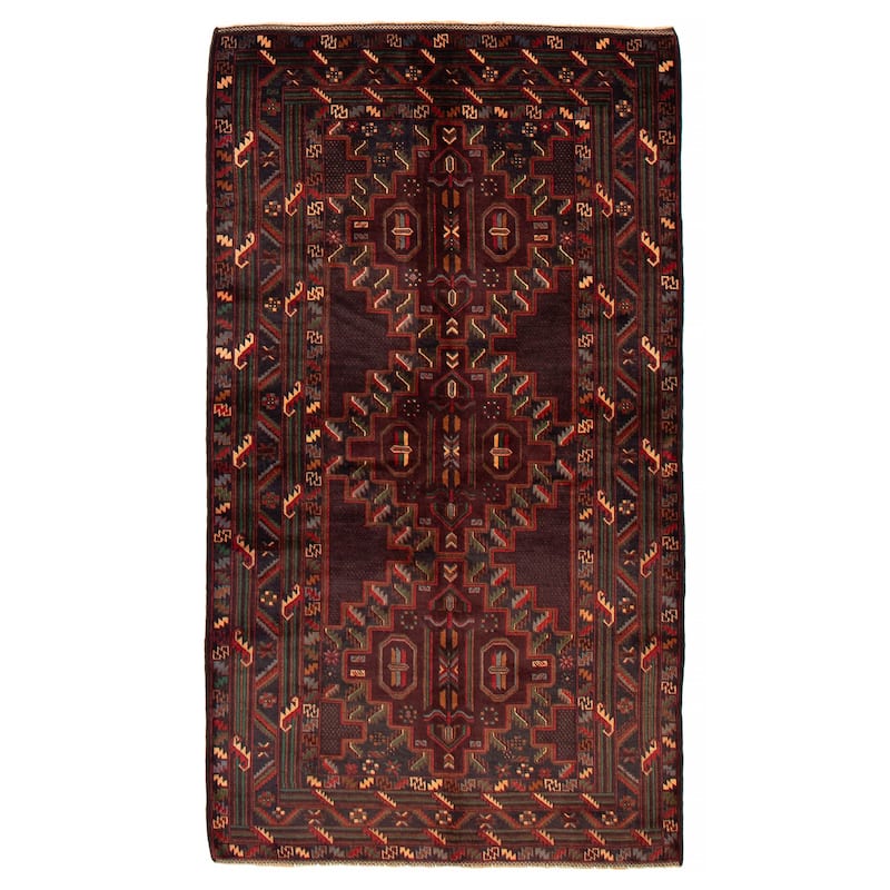 Teimani Red Rug 3'11" x 6'11" - 3'11 x 6'11 - Dark Red - 3'11 x 6'11