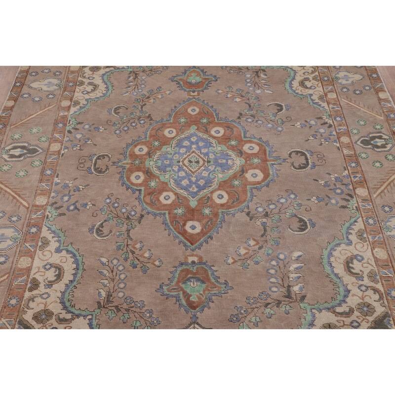 Overdyed Vintage Tabriz Persian Vintage Rug Hand-Knotted Wool Carpet - 6'5"x 9'1"