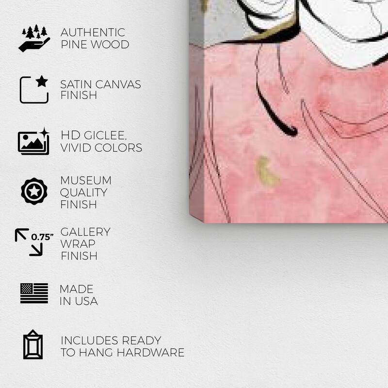 Wynwood Studio Canvas Fashion and Glam Contour Idol Pink and Pastel Pink Glam Wall Art Canvas Print