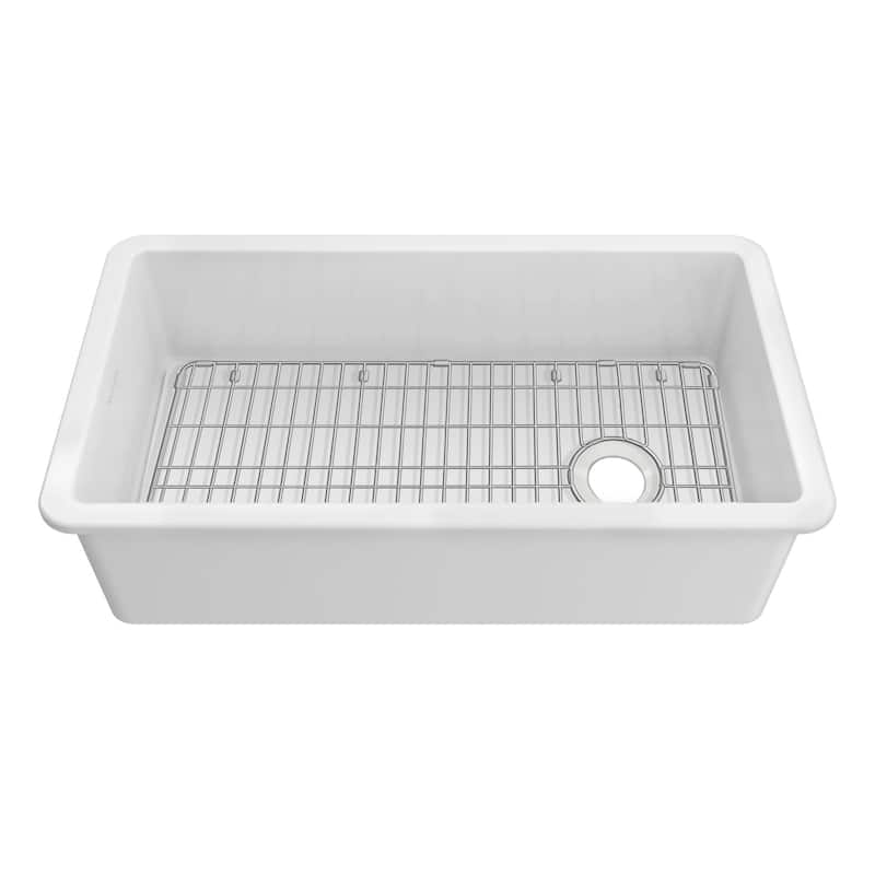 Whitehaus WHUF3419 Fireclay 34" Undermount Single Basin Fireclay - White