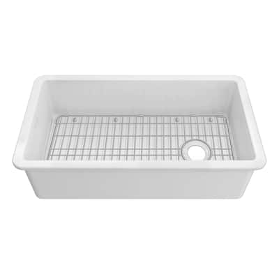 Whitehaus WHUF3419 Fireclay 34" Undermount Single Basin Fireclay