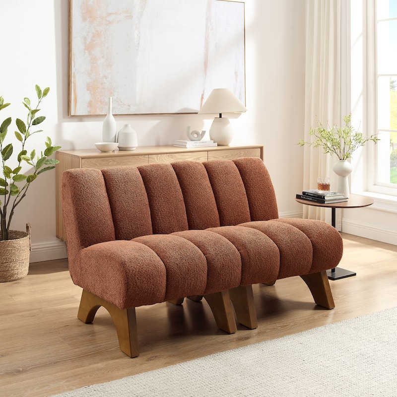 Art Leon Modern Armless Accent Chair Setional Loveseat Sofa - Orange