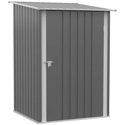 Outsunny 3.3' x 3.4' Outdoor Storage Shed, Galvanized Metal Utility Garden Tool House, 2 Vents and Lockable Door for Backyard