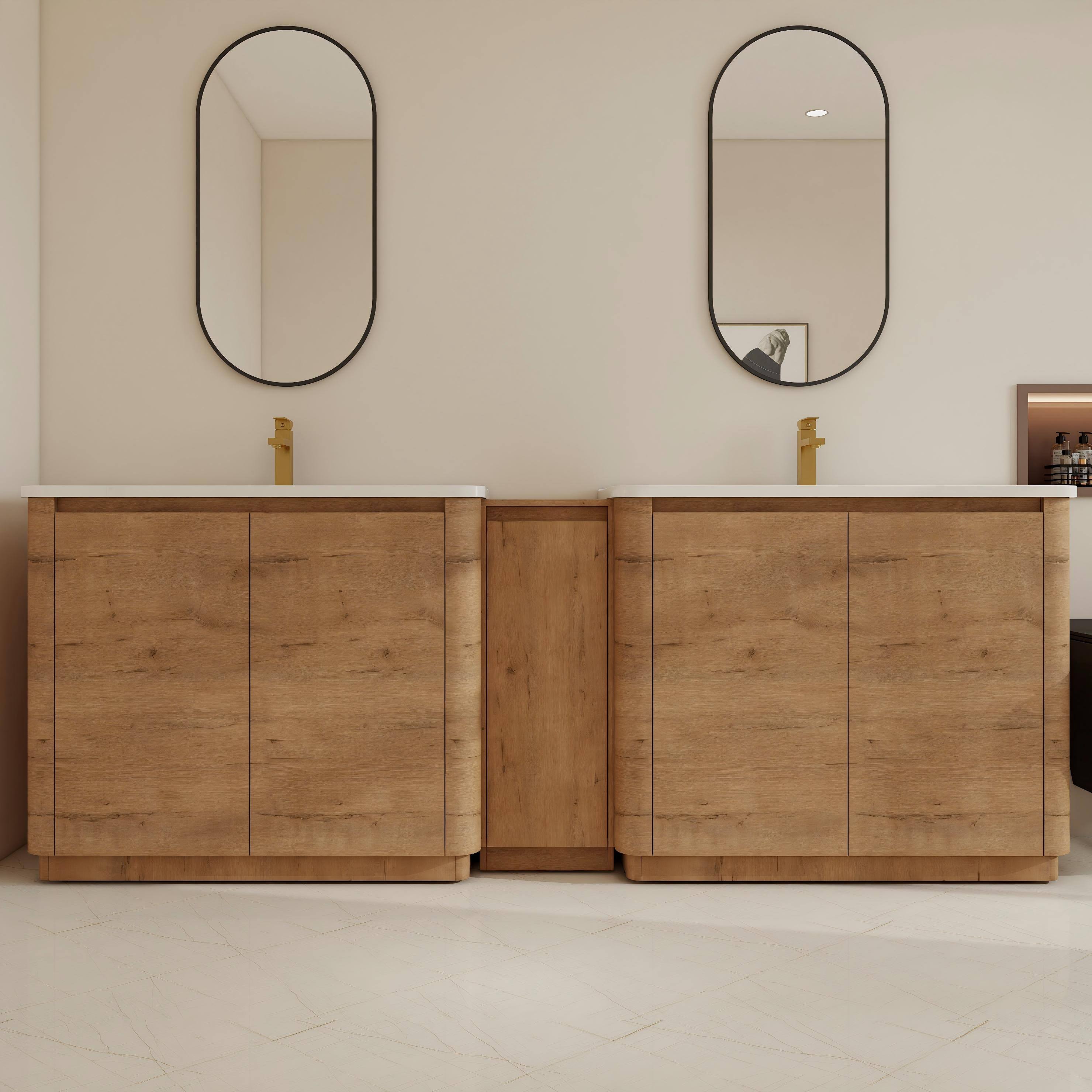 BNK 36"/40"/48"/52"/60"/64"/84"/92" Bathroom Vanity With Sink, Freestanding Bathroom Vanity with Doors and Adjustable Shelf