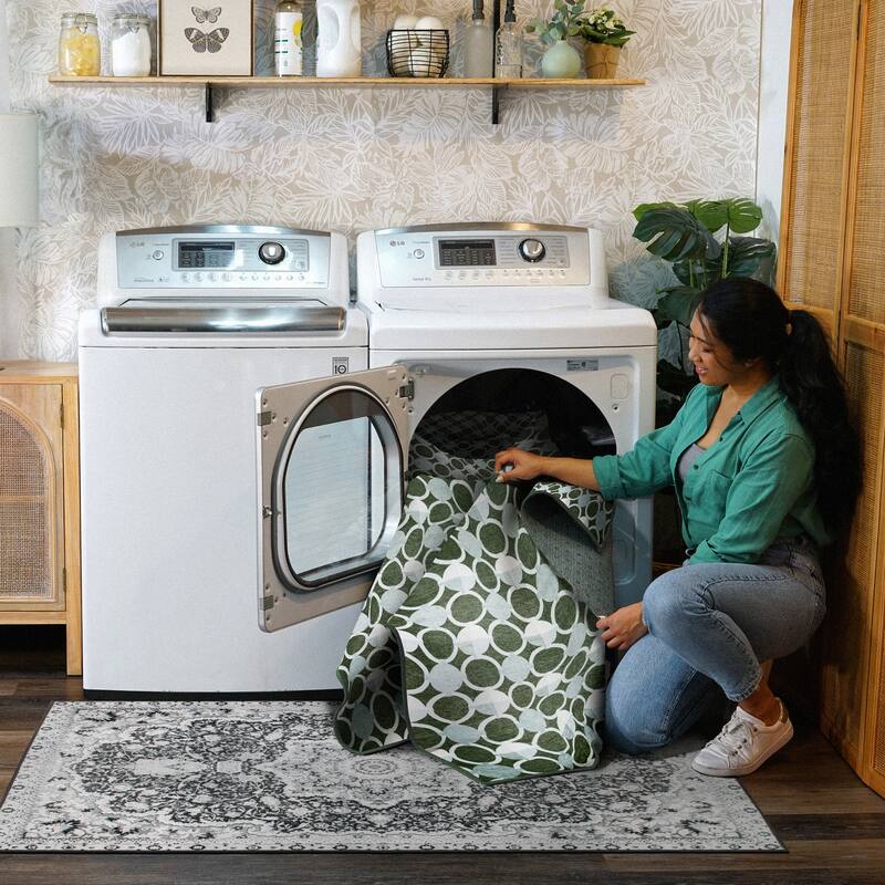 My Magic Carpet Dula Dark Sage Green Machine Washable Rug