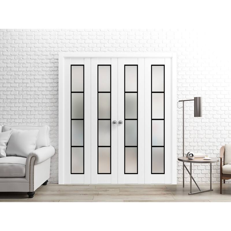 Double Bi-fold Doors Planum 2132 White Silk Sturdy Tracks