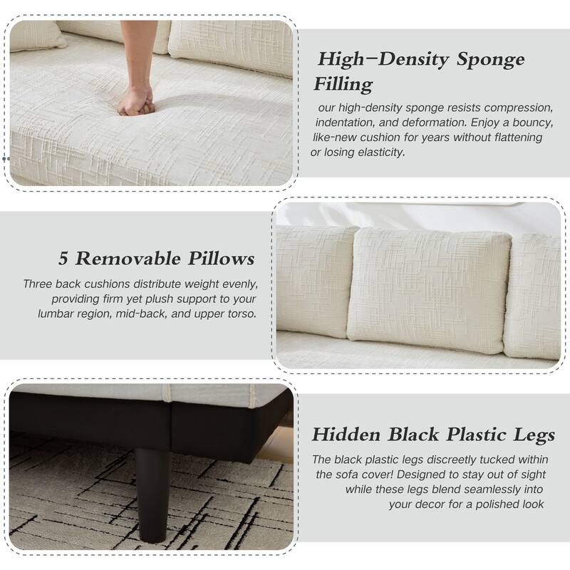 83.9"W Modern Casual Sofa With Removable Upholstery Cover