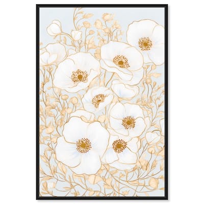 White and Gold Poppies I Canvas by Art Remedy