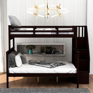 Stairway Twin-Over-Full Bunk Bed with Storage and Guard Rail - Bed Bath ...