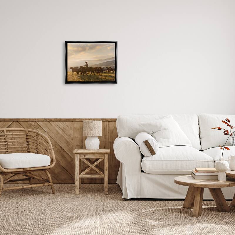 Stupell Cowboy in Rural Landscape Framed Floater Canvas Wall Art Design by PBurchettePhoto