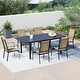 preview thumbnail 127 of 174, Patio Dining Set, Outdoor Dining Table and Chairs Set with Textilene Chairs, Adjustable Umbrella Hole for Garden, Backyard 7/9 Piece-Expandable - Brown
