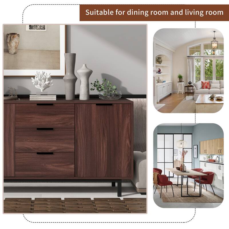 Contemporary Style Large Storage Space Particleboard Sideboard
