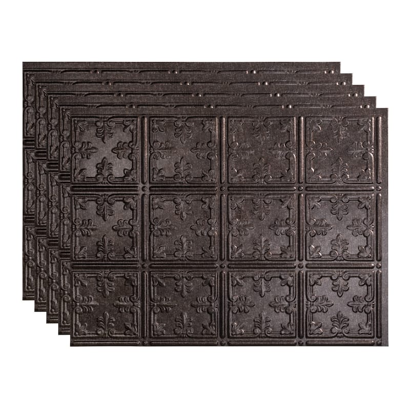FASÄDE Traditional Style 10 Decorative Vinyl Backsplash Panel - 5 Pack - Smoked Pewter