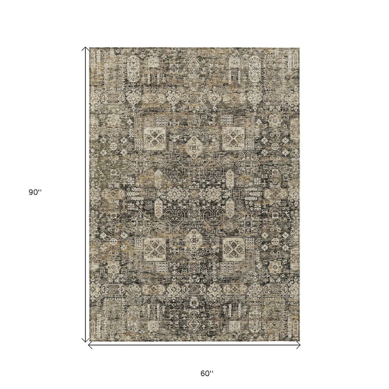 HomeRoots Oriental Transitional Rectangle Outdoor Rug