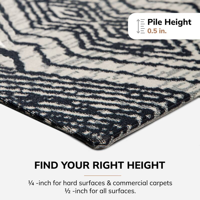 Jani 36"x48" Rug'd Chair Mat-Rug Style Office Chairmat for Carpet & Hard Floors| 0.25" Thick |Non-Slip, Foldable Desk Chair Mat
