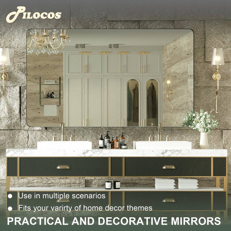 Rectangle Bathroom Mirror for Vanity Wall Mounted Vertical Horizontal Makeup Mirror
