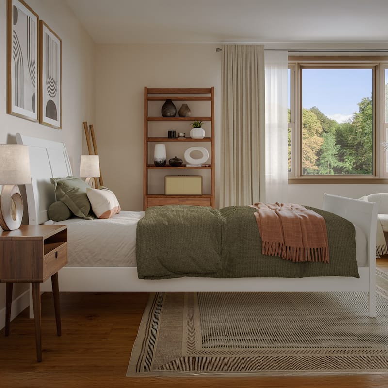 Valencia Solid Wood Low Profile Sleigh Platform Bed with Matching Footboard