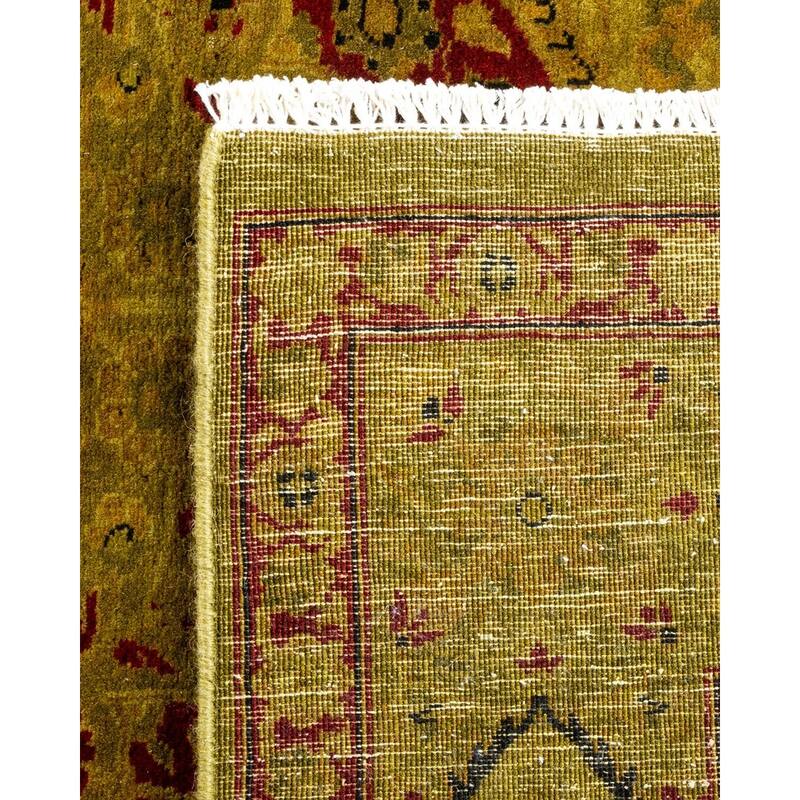 Overton Hand Knotted Wool Vintage Inspired Modern Contemporary Overdyed Gold Area Rug - 4' 2" x 6' 1"