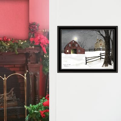 TrendyDecor4U Farmhouse "Light in the Stable" Framed Print Wall Art by Billy Jacobs - Earthtone