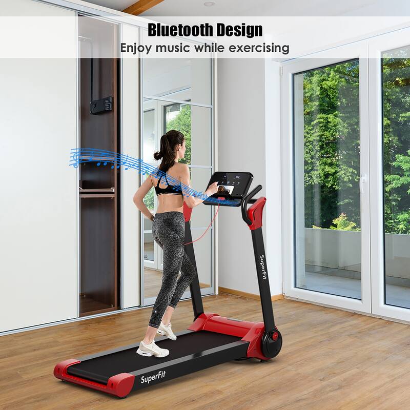 SuperFit 2.25HP Folding Electric Motorized Treadmill w/ Speaker - 55.9" x 30.5" x 49.5"