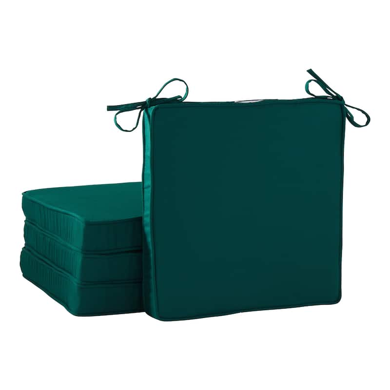 Sunbrella Indoor/ Outdoor 17-inch Square Corded Chair Pad - Canvas Forest - Set of 4