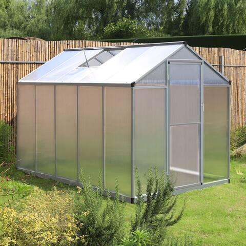 VEIKOUS 6' x 10' Walk-In Greenhouse Outdoor Plant Gardening Green House with Lockable Door - 6' x 10'
