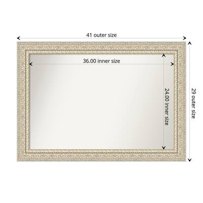 Non-Beveled Wood Bathroom Wall Mirror - Fair Baroque Cream Frame