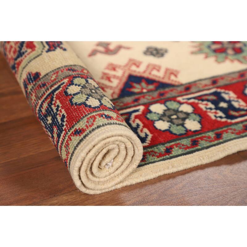 Kazak Foyer Rug Hand-Knotted Traditional Wool Carpet - 2'11" x 4'0"