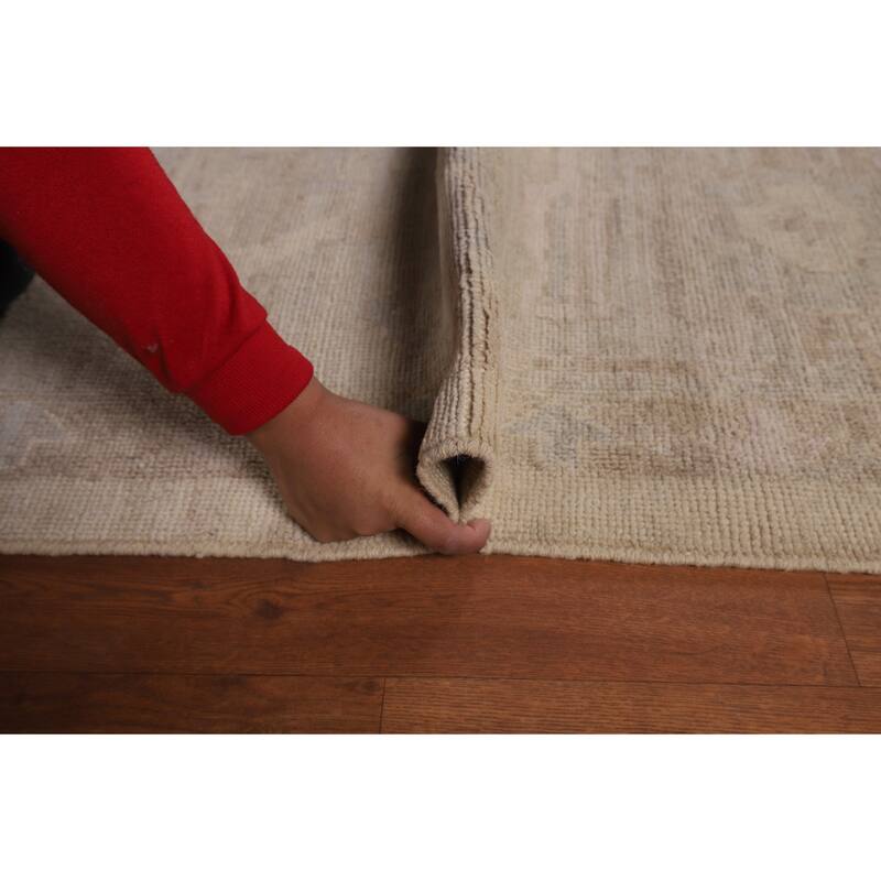 Vegetable Dye Oushak Oriental Large Rug Handmade Beige Wool Carpet - 10'5"x 14'4"