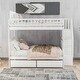 preview thumbnail 2 of 8, Full over Full Bunk Bed with 2-Drawers, Storage Shelves, High Guardrail and Inclined Handrails for Safety and Convenience, White