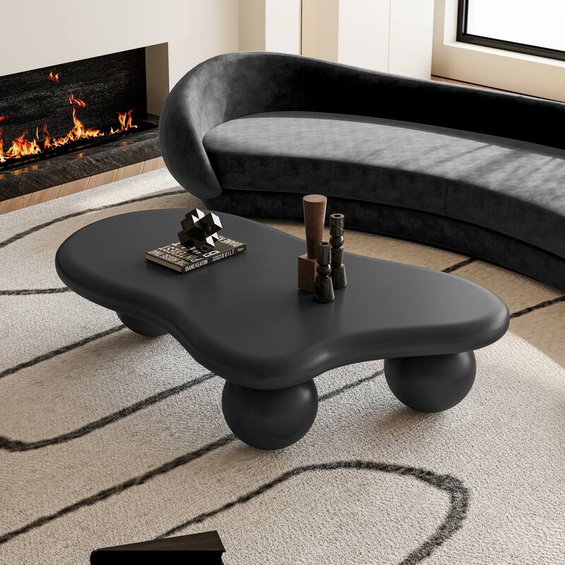 40" Cloud Shaped Coffee Table with 3 Ball Legs