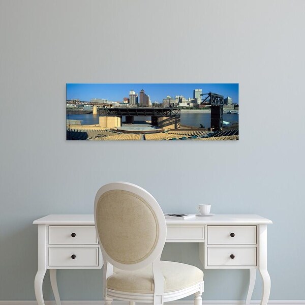 Easy Art Prints Panoramic Image 'Amphitheatre on island, Mississippi River looking at Memphis, TN skyline' Canvas Art