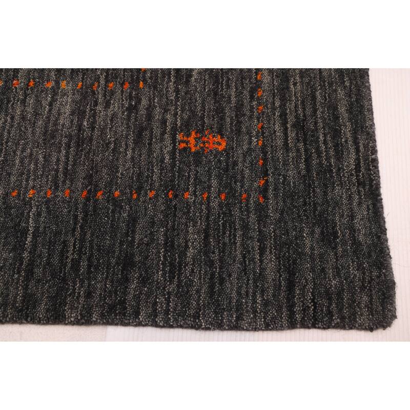 ECARPETGALLERY Hand Loomed Kashkuli Gabbeh Dark Grey Wool Rug - 6'10 x 9'8