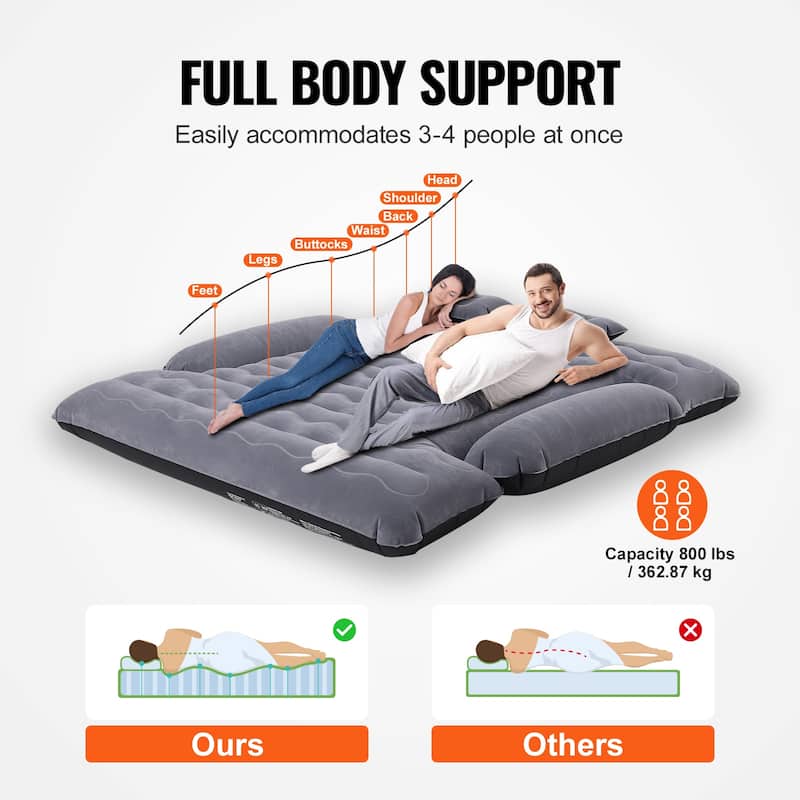 Truck Bed Air Mattress, for 6-6.5 ft Full Size Truck Beds, Inflatable Air Mattress Camping Bed with 12V Air Pump 2 Pillows