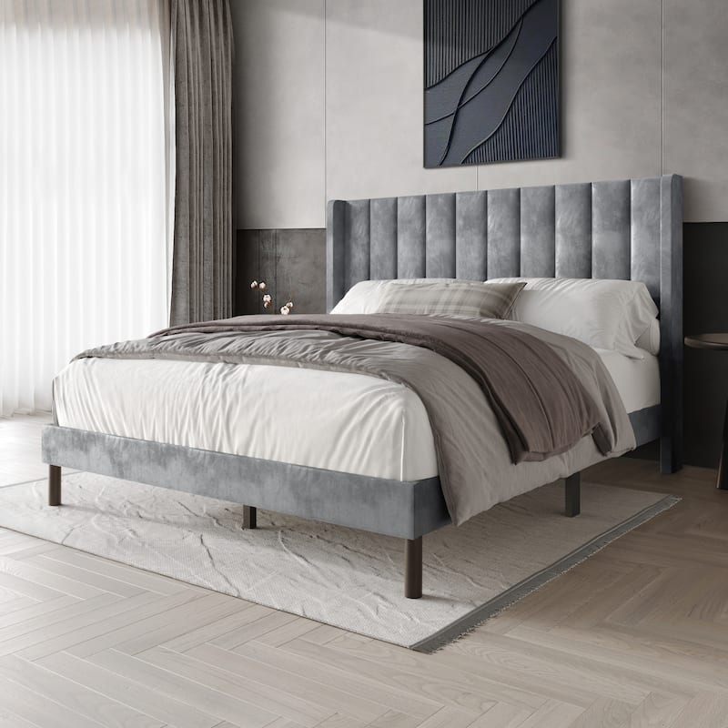 Clayfell Herrin Upholstered Wingback Panel Bed