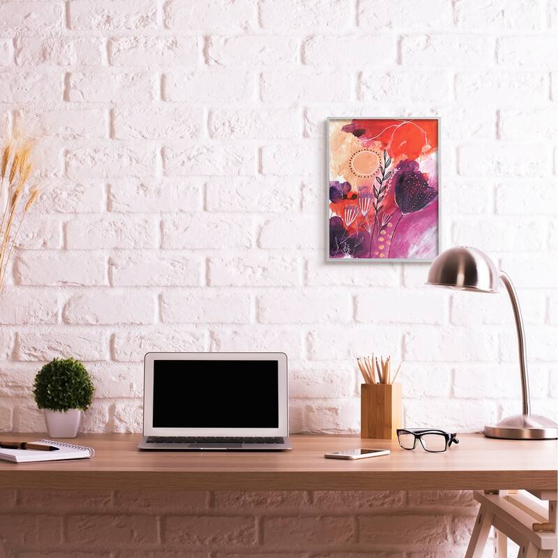 Stupell Whimsical Florals Blooming Orange Pink Purple Framed Wall Art