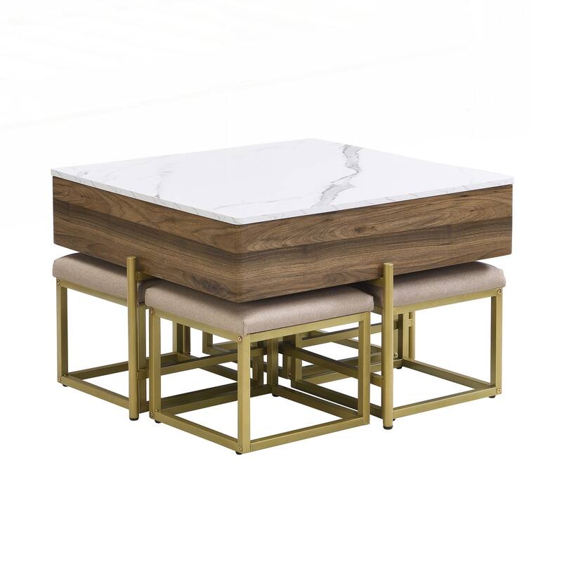 Modern Square Lift-Top Coffee Table Set with Storage