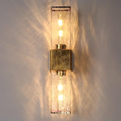 Luxmira Modern Luxury Glam Gold Large Bathroom Sconce with Art Glass for Hallway
